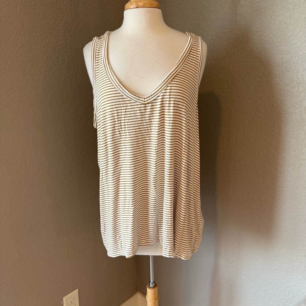 Old Navy Luxe Striped Sleeveless Top - Tan and White
